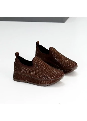 Коричневі текстильні сліпони No Brand