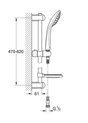 Душевый гарнитур со штангой, 1 режим струи Euphoria (27266001) Grohe (315508134)