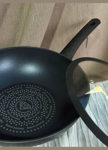 Сковорода WOG EB-3490 с крышкой и алмазным антипригарным покрытием 30х8,5 см 4,6 л Черный Edenberg (328317336)