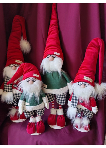 Скандинавський Гном інтерєрний 65см зелено-червоний в окулярах. Різдряний ельф Скандинавський, санта клаус новорічний, іграшка Xatynka (365812300)