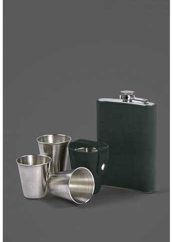 Набор с флягой и рюмками в кожаном чехле зеленый Crazy Horse BlankNote (348359297)