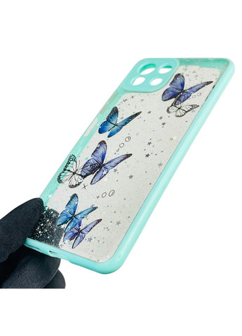 Чохол для Mi 11 Lite з блискітками з метеликами на сяомі мі 11 лайт бірюзовий Xiaomi (366388673)