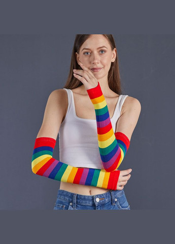 Комплект мітенки і гольфи смугасті яскраві веселкові One Size No Brand (329746095)