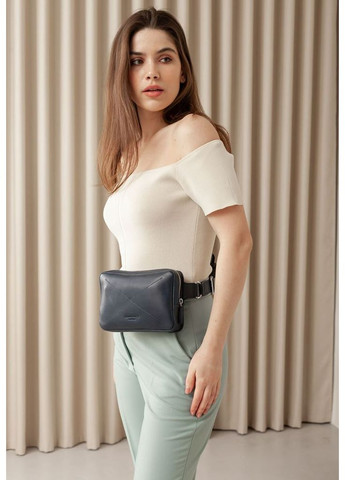 Кожаная поясная сумка Dropbag Mini темно-синяя BlankNote (348359361)