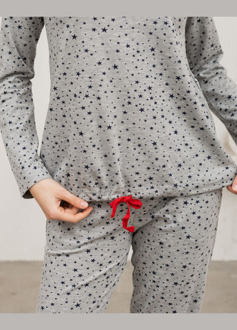 Серая всесезон пижама женская кофта со штанами трикотажная пингвин размер s, m, l, xl кофта + брюки Nicoletta Піжама