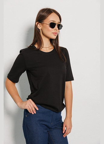 Чорна літня жіноча футболка з довгим рукавом Arjen