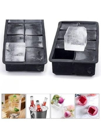 Форма для льда силиконовая Кубики 8 ячеек 21x11.5x5 см Черный (C051352) Ice (333707587)