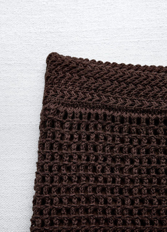 Коричневая офисная однотонная юбка Zara