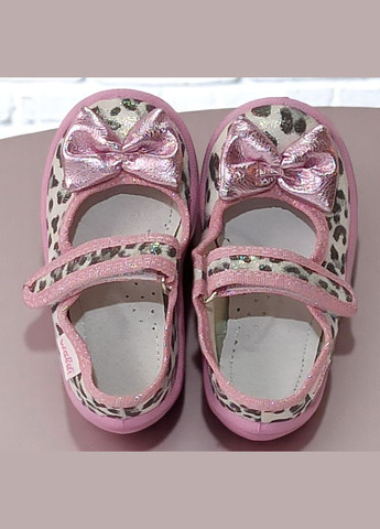 Кремовые ортопедические тапочки на липучке для девочки сменка в садик валди Waldi с бантом