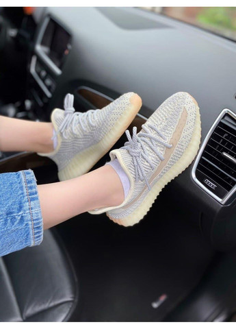 КРОССОВКИ ЖЕНСКИЕ ADIDAS YEEZY BOOST 350 V2 LUDMARK REFLECTIVE LACES АДИДАС ИЗИ БУСТ No Brand серые демисезоны (368869296)