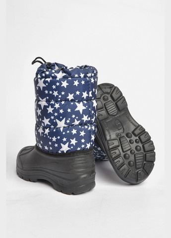 Темно-синие дутики детские на флисе темно-синего цвета в звездочку Let's Shop