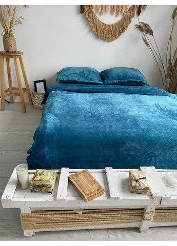 Постільна білизна Синій, плюш Двухспальний розмір, наволочки 50/70 No Brand (363193311)