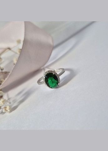 Срібна каблучка з Великим Зеленим Каменем 17.5 розмір срібло 925 проби Родоване 81044з 2.48г No Brand (318093530)