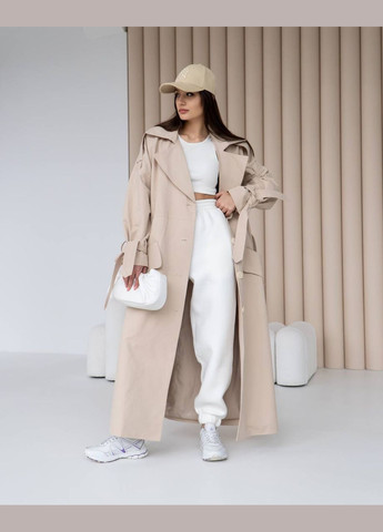 Котоновый тренч макси на подкладке Україна тренчкот на пуговицах демисезон (327880218)