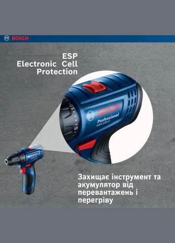 Акумуляторний дриль-шурупокрут GSR 120-LI (12В, 10 мм, 30 Нм, 2 Агод) + 2АКБ зарядний пристрій набір біт та сверде (25610) Bosch (329742788)