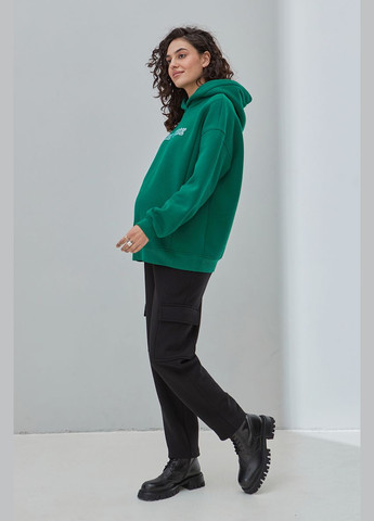 Черные брюки-карго для беременных трикотажные с начесом Юла мама (306543460)