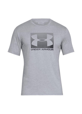 Комбинированная мужская спортивная футболка, серого цвета с принтом, размер l Under Armour slim fit