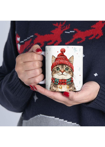 Чашка з принтом "Різдвяний котик" No Brand (368671477)