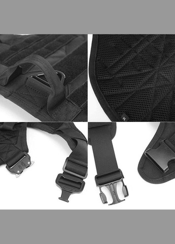 Шлея для собак K9 Long, тактичний жилет з ручкою, 4 металеві фастекси, Чорний L (77-99 см) No Brand (299915643)