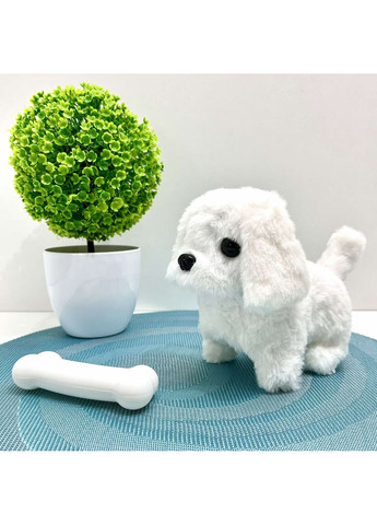 Собачка интерактивная ходит издает звуки шевелит хвостиком в рюкзаке Белая (777-23B) No Brand (352475257)