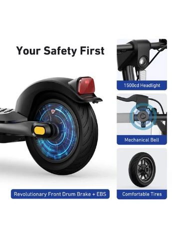 Электросамокат Black 9', 250(450)W, 5.1Ah, 25km, 25km/h, 14%, App, 14,6 kg (K12342B1E11) NIU KQi1 Sport (392058106)