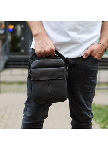 Сумка-барсетка мужская через плечо кожаная гладкая черная TD-86573 Tiding Bag (351507963)
