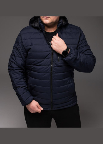 Темно-синя демісезонна утеплена стьобана куртка батал Vakko