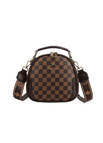 Женская сумочка на плечо из экокожи с клетчатым узором темно-коричневая (sku_1751ТК) No Brand (330575587)