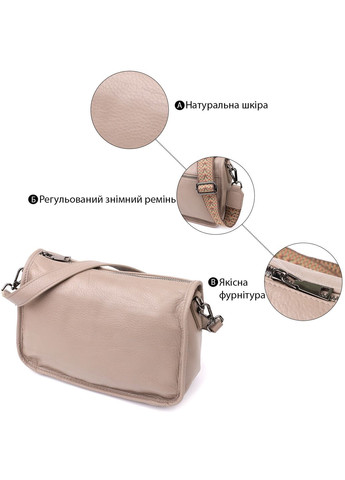 Сумка крос-боді через плече жіноча з натуральної шкіри середня Темно-сірий 38295 Vintage (355245202)