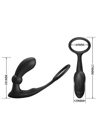 Анальный вибратор с эрекционным кольцом Warren, 10.1 х 2.9 см Pretty Love (361670412)