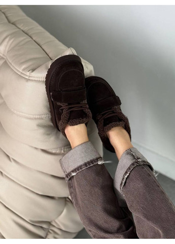 Комфортные женские кроссовки-угги No Brand тёмно-коричневые зима (368974377)