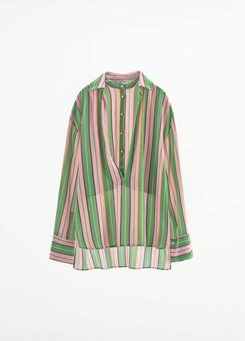 Зеленая праздничный рубашка в полоску Zara