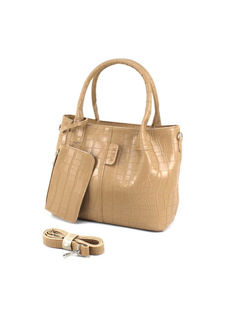 Вместительная повседневная женская сумка с кошельком 0758222 бежевая Voila (301221344)