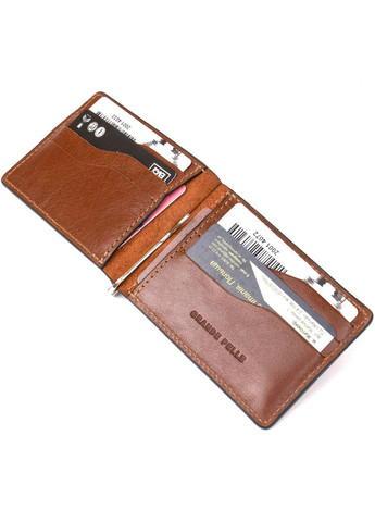 Чоловічий шкіряний затиск для грошей 11474 Коричневий Grande Pelle (329151636)