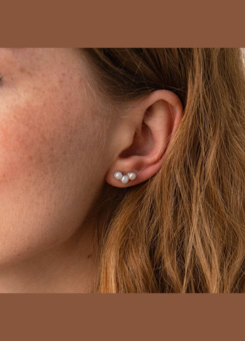 Срібні сережки - пусети Джейн з перлами 123233 Oniks (265404846)