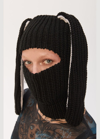 ТУР женская балаклава с ушками черного цвета "банни" однотонный черный производство - Украина