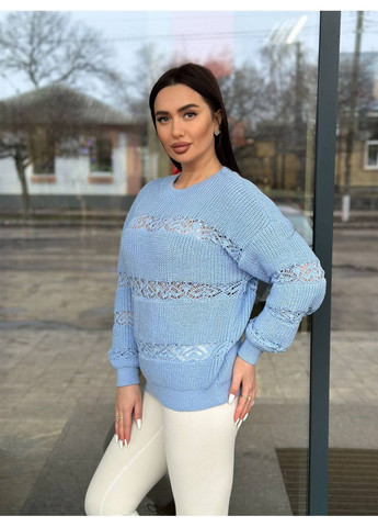Блакитний демісезонний светр в'язаний тонкий LeVi