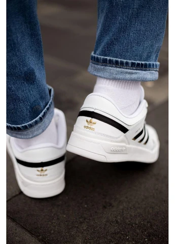 Белые летние кроссовки adidas drop step low white black gold адидас дроп степ No Brand