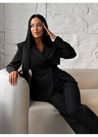 Классический костюм (пиджак, брюки), цвет Черный Fashion (371141403)