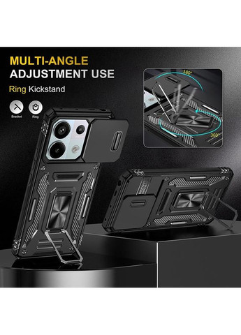 Ударостійкий чохол Camshield Army Ring для Xiaomi Poco X6 Pro Чорний Epik (372499461)