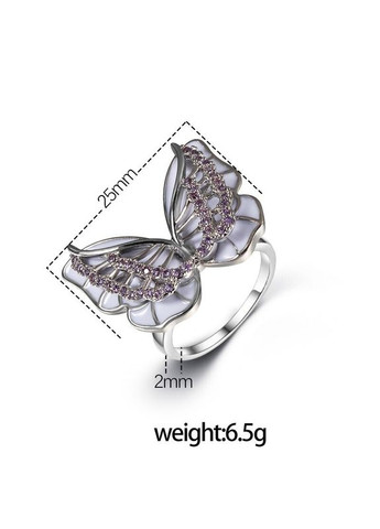 Красива жіноча каблучка з білим метеликом, креативне красиве кільце у вигляді метелика з цирконом, розмір 18 Fashion Jewelry (285110833)