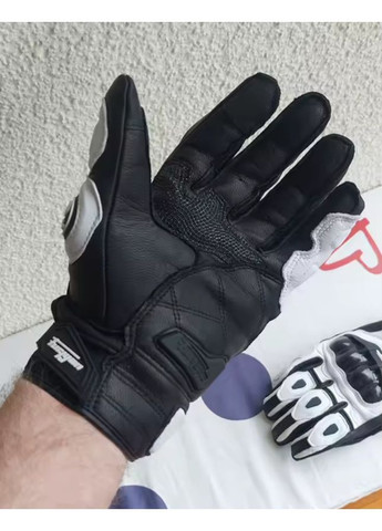Мотоциклетні шкіряні рукавички,рукавиці для мотоцикла з натуральної шкіри в чорно-білому кольорі No Brand (370639459)