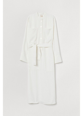 Белое деловое платье с микро-дефектом H&M однотонное