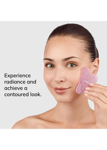 Массажер-скребок гуаша из розового кварца SmartAppGuided Rose Quartz Gua Sha 5в1 GESKE (386418315)