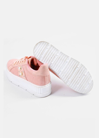 Розовые демисезонные кроссовки женские розового цвета на шнуровке Let's Shop