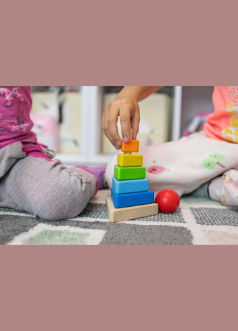Піраміда дитяча трикутна 9х15 см різнокольорова іграшка з натурального дерева HM furnitura (330605640)