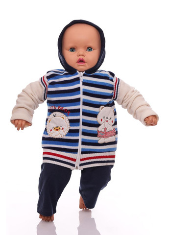 Синий зимний костюм с длинным рукавом для мальчика флисовый веаr синий 68 см (26760) BABYKROHA