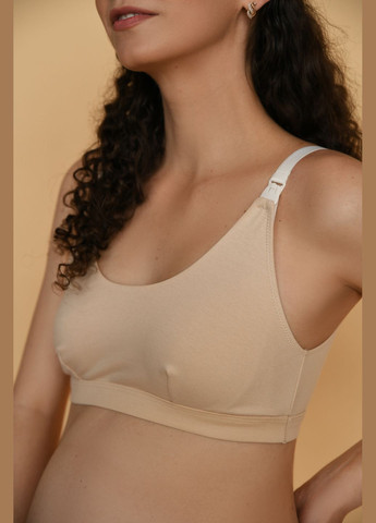 Бежевый топ для беременных и кормящих мамочек Мамин Дім хлопок