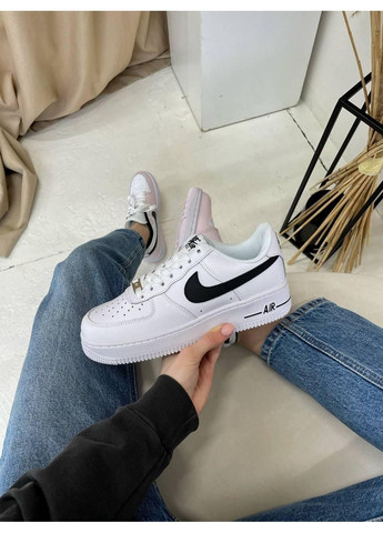 Чорні Осінні кросівки чоловічі nike air force 1 white black 4 найк аір форс 1 преміум No Brand