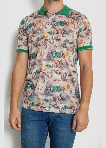 Зеленая поло мужское с принтом серо-синее размер l (sku_247r314) с коротким рукавом No Brand